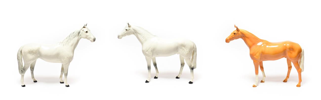 Lot 223 - Beswick Horses Comprising: Large Hunter, model No. 1734, second version, grey gloss; Large...