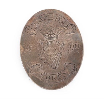 Lot 32 - A Rare 18th Century Irish Officer's Silver Crossbelt Plate to Linen Hall Corps, of oval form,...