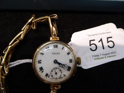Lot 515 - A lady's 9 carat gold Rolex wristwatch; and another lady's 9 carat gold wristwatch signed Rolco (2)