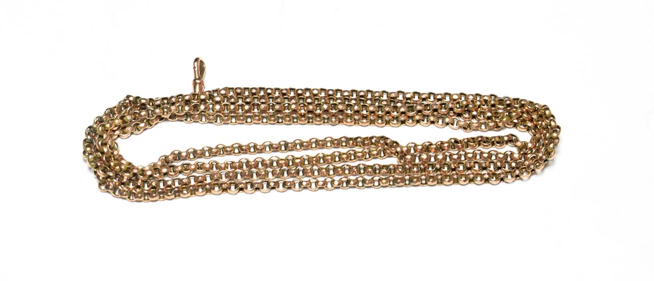 Lot 537 - A guard chain, stamped '9CT', length 134cm