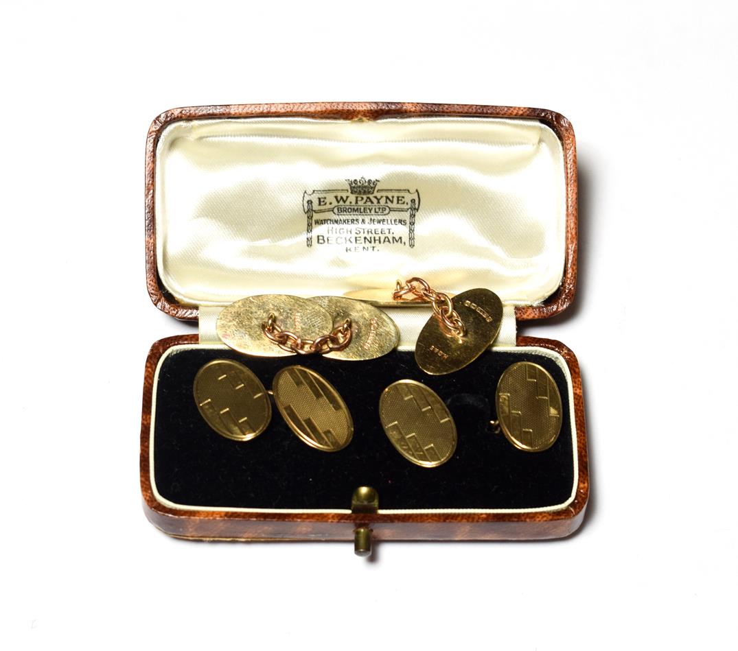 Lot 575 - A pair of 9 carat gold cufflinks; and a pair of cufflinks stamped '9C'
