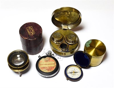 Lot 610 - Collectors items including pocket compass signed Chadburn & Son, Liverpool, Heuer stop watch,...