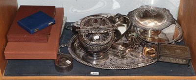 Lot 625 - A collection of silver pate, including twin handled tray, flatware, entree dish etc