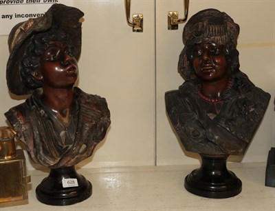 Lot 628 - A pair of late 19th/early century plaster busts