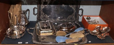 Lot 643 - A silver and blue enamel five piece dressing table set (a.f.) together with a good collection...