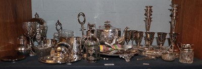 Lot 651 - A quantity of silver plate including candlesticks, trays, tea wares etc