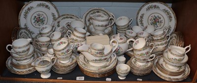 Lot 654 - A group of 'Ming Rose' pattern dinner and tea wares from various factories including Foley and...