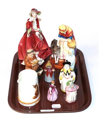 Lot 676 - A group of 20th century porcelain comprising; A Royal Worcester figure ''The Old Goat Woman''...