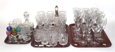Lot 694 - Three trays of various glassware including Schott champagnes, a set of ten wines engraved, A...