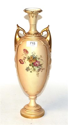 Lot 715 - A Royal Worcester blush ivory twin-handled vase