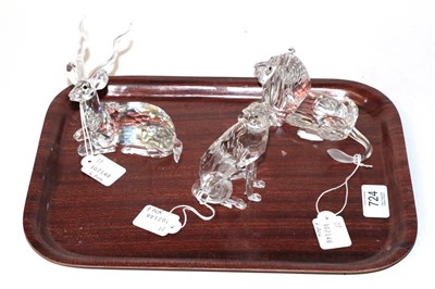 Lot 724 - Three Swarovski glass animals 'Lion', 'Cheetah', 'Antelope', with boxes