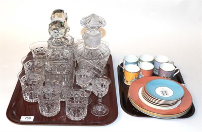 Lot 750 - A small part suite of cut glass comprising a pair of decanters and stoppers, tumblers etc, a...