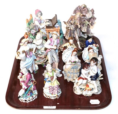Lot 757 - A tray of 19th century and later Continental porcelain figures