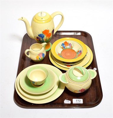 Lot 772 - A group of Clarice Cliff Bizarre and other tea wares, all crocus pattern