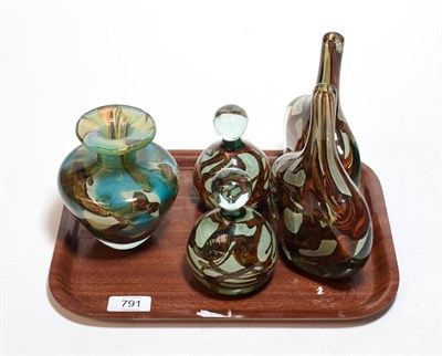 Lot 791 - A collection of Mdina glass comprising a pair of bottle vases, a matching pair of glass...