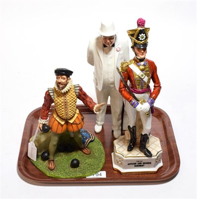 Lot 794 - A Royal Doulton 'Sir Walter Raleigh' handmade sculpture, matt ground; together with Sir Winston...