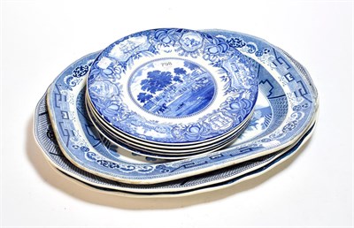 Lot 798 - Three blue and white meat plates and five similar dinner plates (8)