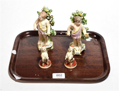 Lot 802 - A pair of Sampson of Paris bocage figures; together with a pair of Sampson of Paris figures of...