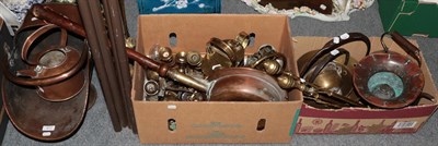 Lot 817 - A large collection of 19th century and later copper and brass including fire side items,...