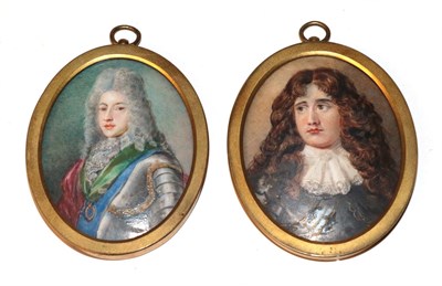 Lot 852 - British School (19th century) a pair of portrait miniatures on porcelain depicting Viscount...