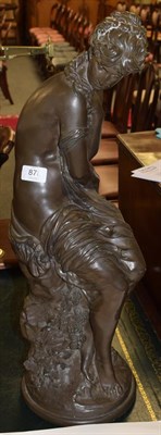 Lot 878 - A reproduction bronze effect resin model of Diana after Moreau