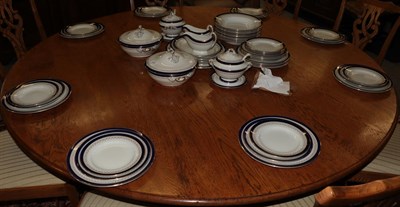 Lot 905 - A Copeland Spode dinner service for 12 settings (59 piece) blue with gold pattern, comprising...