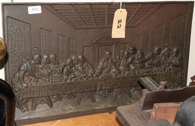 Lot 912 - Late 19th/early 20th century printing shop contents: A cast iron plaque in relief depicting The...