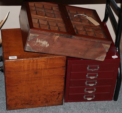 Lot 920 - Late 19th/early 20th century printing shop contents: A wall mounted glazed two-door collector's...