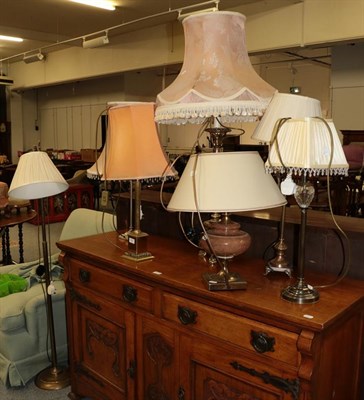 Lot 925 - A collection of ten modern table lamps including shades