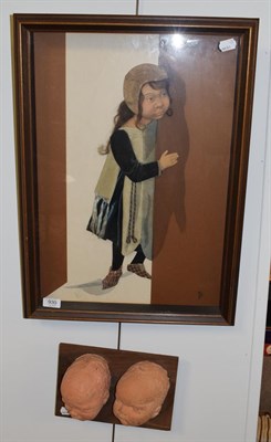 Lot 930 - A framed three dimensional fabric picture of a young girl, circa 1980 - after a painting by...