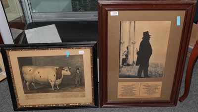 Lot 1004 - ''The Great Northumberland Ox'', bred by George Straker Esq., print; together with an epitaph...