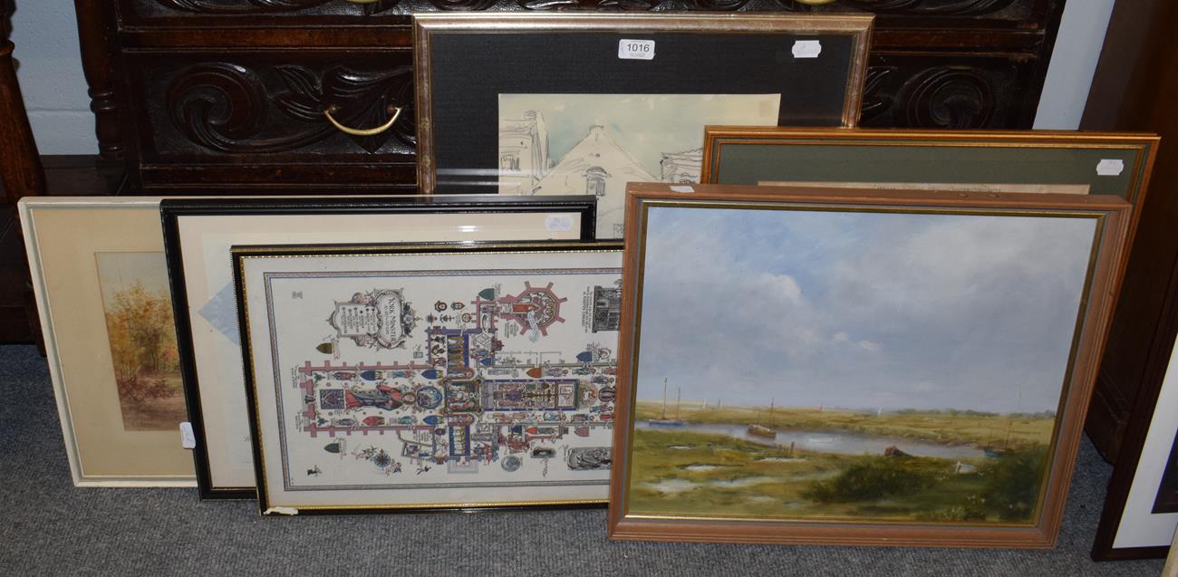 Lot 1016 - C W Sanderson (20th century), ''Wethersfield Cove'', signed watercolour, together with a collection