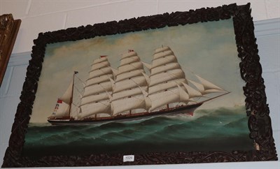 Lot 1026 - English School (19th/20th century) Study of a clipper ship in full sail, oil on board, 53cm by 80cm