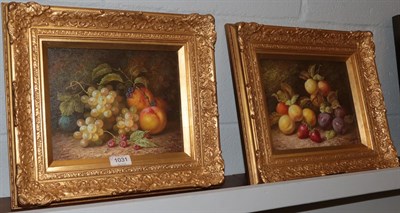 Lot 1031 - R Caspers, Still life of fruit, signed oil on board, together with a companion, 19cm by 24.5cm (2)