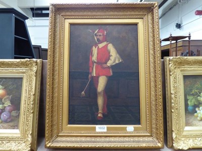 Lot 1032 - William Artingstall (fl.1873-1900) Portrait of the artist as a jester, monogrammed and...