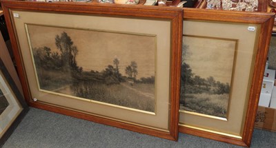 Lot 1039 - J E Jackson (19th/20th century) A pair of river landscapes, signed charcoal (2)