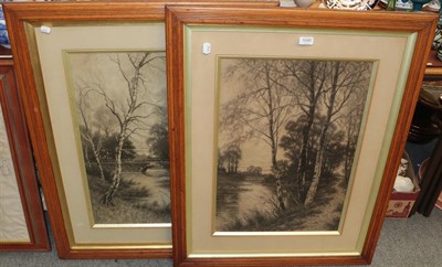 Lot 1040 - J E Jackson (19th/20th century) A pair of river landscapes, signed charcoal (2)