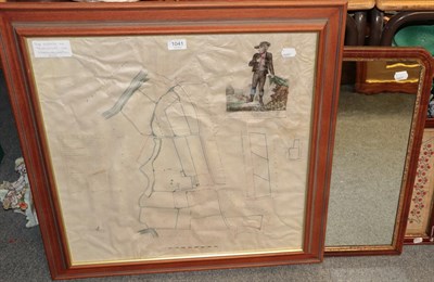 Lot 1041 - A framed map of The Estate of Northallerton, together with a mirror (2)