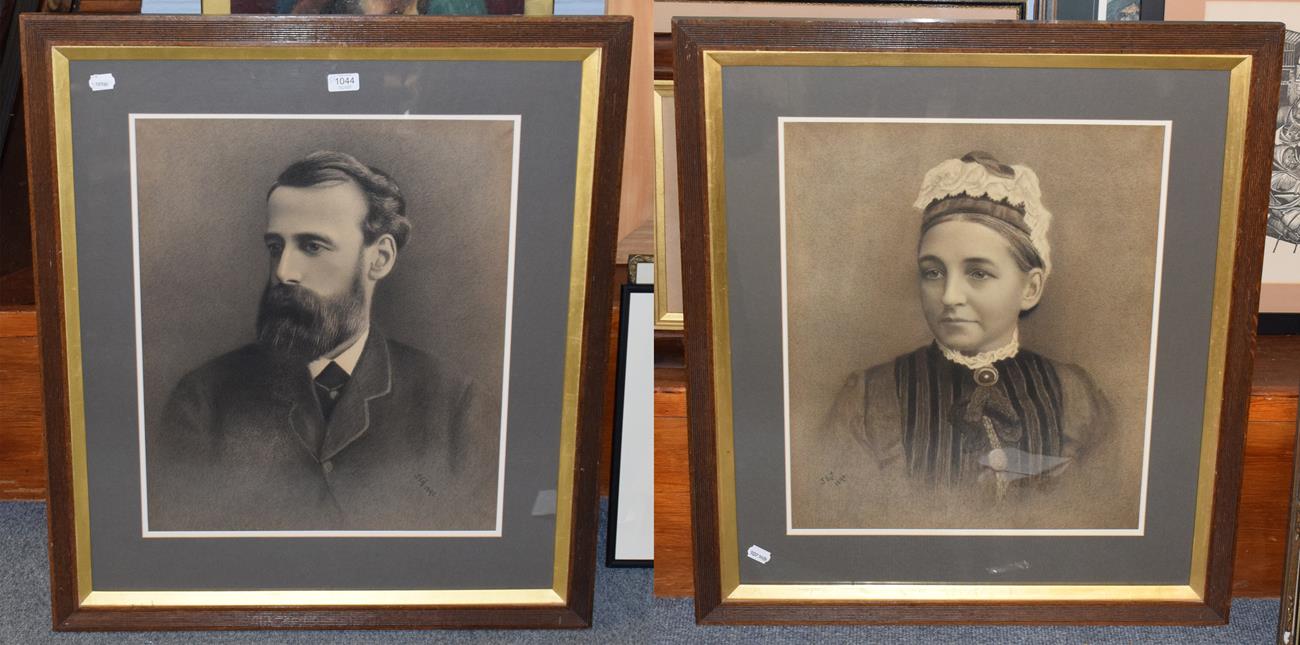 Lot 1044 - J E Jackson (19th/20th century) Portrait of Edwin Thomas Plews and Mary Ann Plews Cowley,...