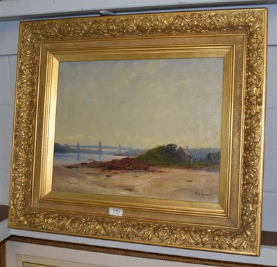 Lot 1057 - A S Ward (20th Century) Extensive landscape with distant bridge, signed oil on canvas