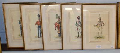 Lot 1058 - A group of five studies of soldiers by Peter Russell, signed watercolours (5)