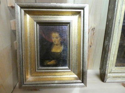 Lot 1059 - Portrait of a lady (17th/18th century) oil on canvas, later mounted on board, 13cm by 9cm; together