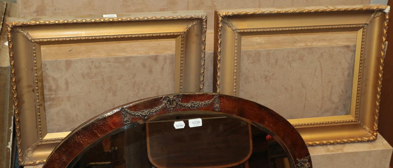 Lot 1080 - Six frames to include: A pair of 19th century gilt and gesso frames, 57cm by 47cm, a gilt and gesso