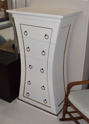 Lot 1122 - A modern handmade painted pine five-drawer chest, of curvilinear waisted form, purchased...