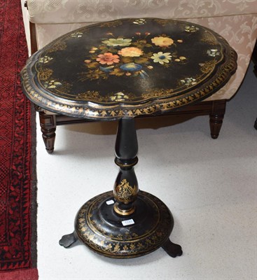 Lot 1141 - A Victorian painted papier mache pedestal table