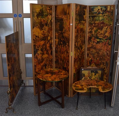 Lot 1148 - A group of modern furniture designed to look like Victorian scrap work comprising: a four-fold...