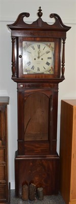 Lot 1150 - A Victorian mahogany eight day long case clock with square painted dial bearing an inscription,...