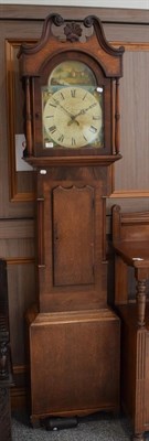 Lot 1155 - An oak and mahogany thirty hour white dial longcase clock, 19th century