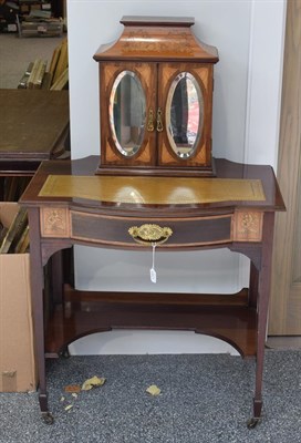 Lot 1162 - An Edwardian mahogany and marquetry inlaid writing desk with associated superstructure