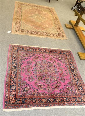 Lot 1203 - Kashmir silk piled rug, the candy pink field with medallion framed by spandrels and floral borders
